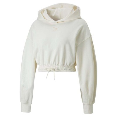 Puma 53781099 Womens Classics Cropped Hoodie Повседневная толстовка с капюшоном - белый