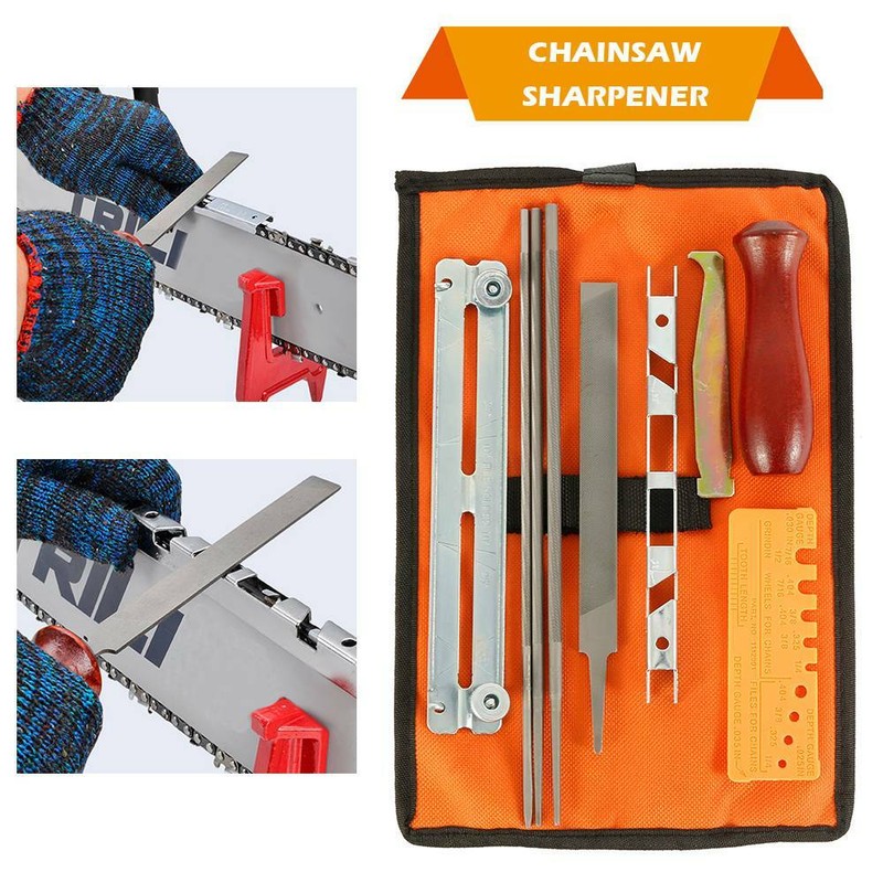 1Set Chainsaw Sharpening File Metal Filing Kit Chain Sharpen Saw Files Tool For Stihl For