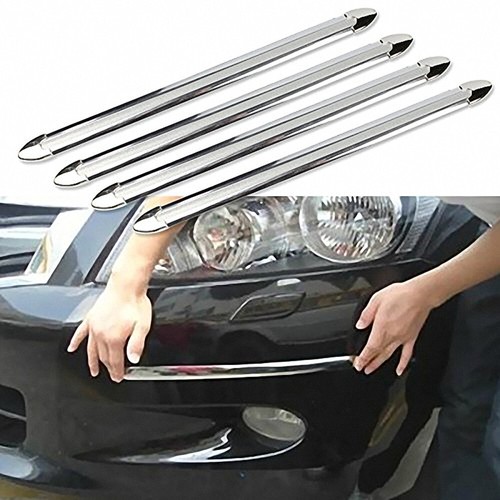 Protectores Parachoques Para Coche - Cromo Plateado, 4 Piezas, Antiarrayazos