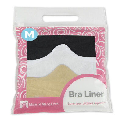 More of Me to Love Cotton Bra Liner 9-Pack, Black, White, Beige - Stay Dry