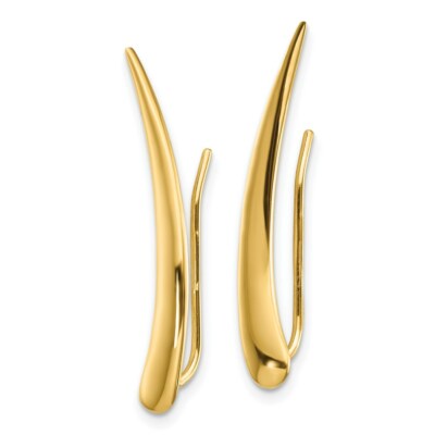 Pre-owned Superdealsforeverything Real 14kt Yellow Gold Gold Polished Pointed Ear Climber Earrings