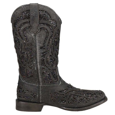 

Женские черные повседневные ботинки Roper Mercedes Glitter Square Toe Cowboy 09-021-0914-, Черный, Roper Mercedes Glitter Square Toe Cowboy