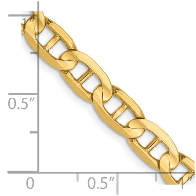 Pre-owned Skyjewelers Real 14kt Yellow Gold 5.25mm Concave Anchor Chain; 18 Inch; Lobster Clasp