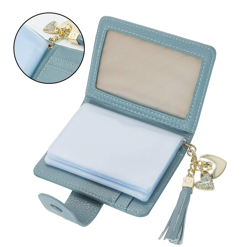 Women's Mini Credit Card Case Wallet with ID Window and Holder purse 9 Colors