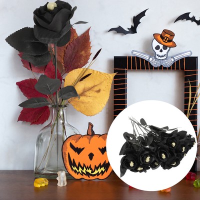 Black Roses Artificial Flowers Spooky Halloween Decorations Gothic Decor