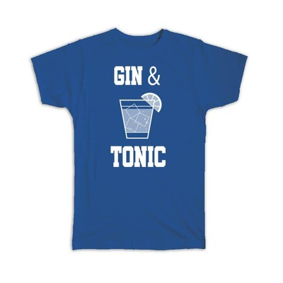 Gift T-Shirt : Gin Tonic Cocktail Grayscale Poster Glass Ice Diy Party