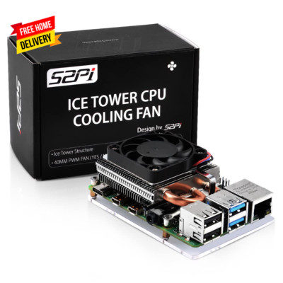 Fan for Raspberry Pi 4, Ultra Thin ICE Tower Cooler for Raspberry Pi, PWM Coolin