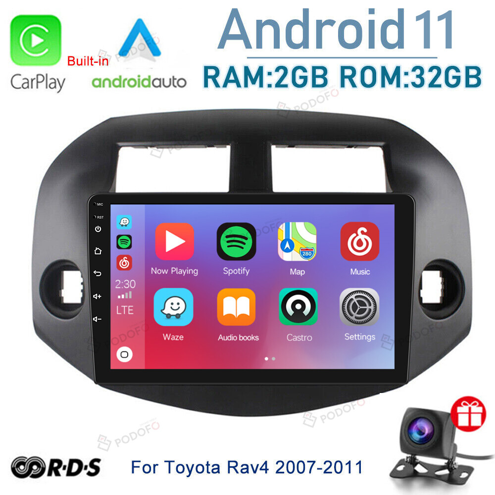 Автомобильный стерео-радиоплеер Android 11.0 GPS Navi CarPlay для Toyota RAV4 2007-2011