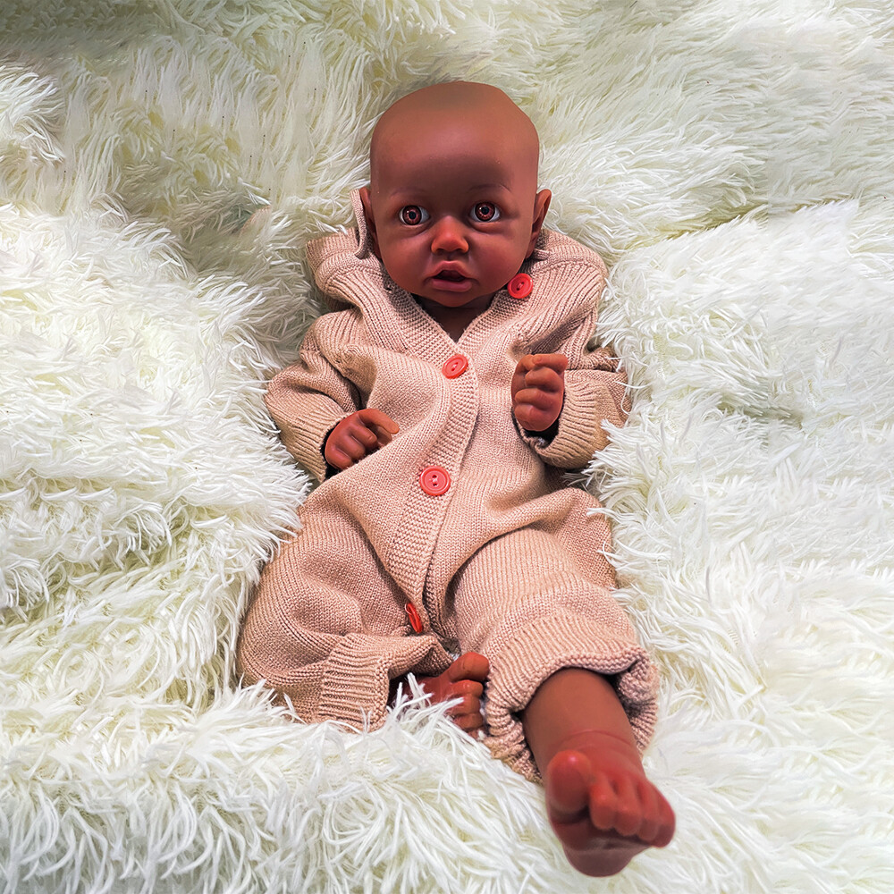 18" Floppy Silicone Reborn Doll Handmade Flexible African American Baby Girl