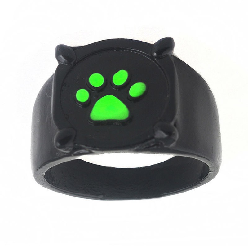 Anime Black Cat Ring Noir Cartoon Green Pawprint Cat Metal Ring For Cosplay Ebay