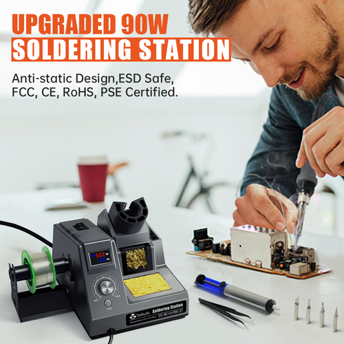 90W Electric LED Soldering Iron Station Kit Auto Sleep Adjustable Temperature US