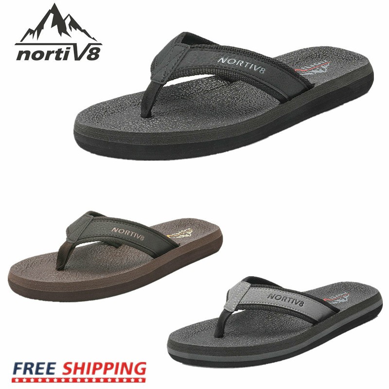 NORTIV 8 Mens Flip Flops Beach Sandals 