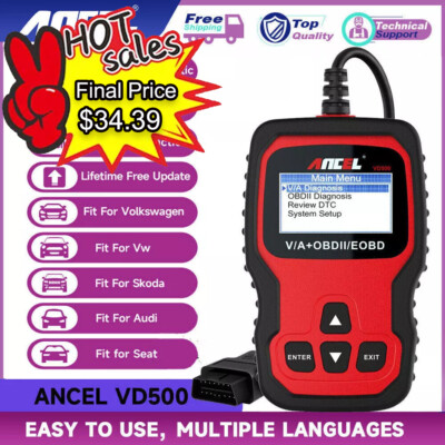 ANCEL VD500 OBD2 Scanner All System Code Reader Oil EPB TPS Reset For Audi/VW