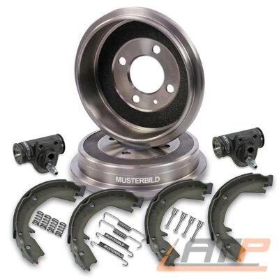 2x BREMSTROMMEL +BREMSBACKEN +ZUBEHÖR +RADBREMSZYLINDER HINTEN FÜR VW POLO 6N 6K