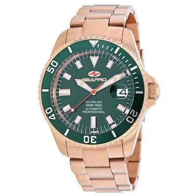 Pre-owned Sea Pro Seapro Men's Scuba 200 Green Dial Watch - Sp4323