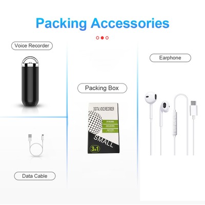 Mini Audio Recorder Digital Voice Activated Pendant Sound Dictaphone MP3 Player