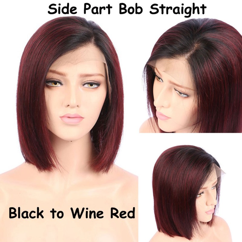 8A Brazilian Remy Human Hair 360 Lace Frontal Wig Short Straight Wavy Full Wig h