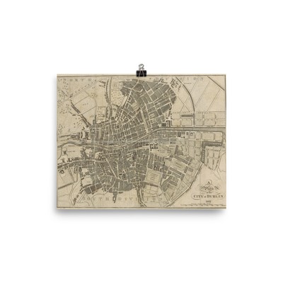 Vintage City of Dublin 1811 Map Poster | Old Map Wall Decor | Antique Map Gift