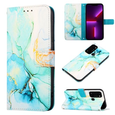 Case For Tecno Spark 8C Leather Phone Protector Marble Cover Flip Wallet