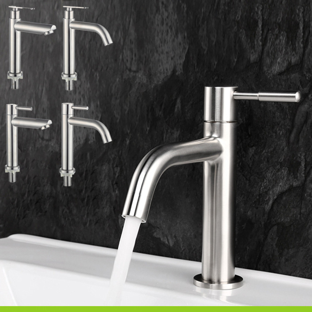 Edelstahl Waschtischarmatur Kaltwasser Wasserhahn Bad Waschbecken