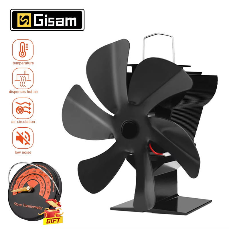 6 Blades Heat Powered Fireplace Fan Mini Stove Fan Log Wood Burner -fan Quiet Fi