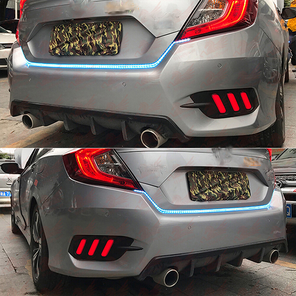 2X LED Rear Bumper Reflector Brake Light Turn Signal for Honda Civic 2016-2018
