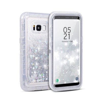 For Samsung Galaxy S8 S9 Plus Note 8 Liquid Shockproof Hard Glitter Case Cover