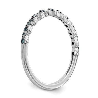 Pre-owned Diamond2deal 14k White Gold 1/10 Carat Blue Diamond Band Ring Fine Jewelry