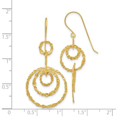 Pre-owned Superdealsforeverything Real 14kt Yellow Gold Dangle Circles Earrings