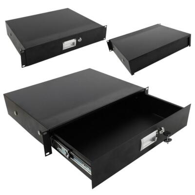 19'' Rack Mount 2U Locking Drawer Pro Audio DJ Server Rack Lock Storage Cabinet