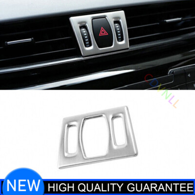 Fit For BMW X1 F48 2016-2021 Silver Steel Emergency Light Switch Cover Trim 1PCS
