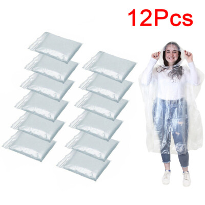 12 Disposable Emergency Raincoat Waterproof Poncho Rain Festivals Camping Hiking