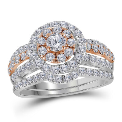 ダイヤモンドリング 証明書付 14k Two-tone Gold Womens Diamond Bridal Engagement Ring Band
