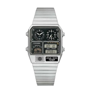 Pre-owned Citizen Ana-digi Temp Ana-digi Temp Reprinted Edition Silver Jg2101-78e