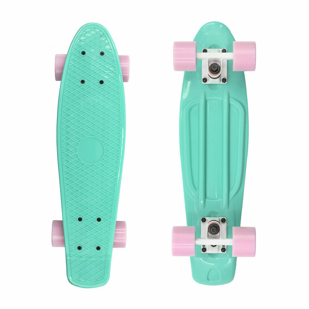 Teal Green Skateboard with Pink Wheels Penny Sized Board 22