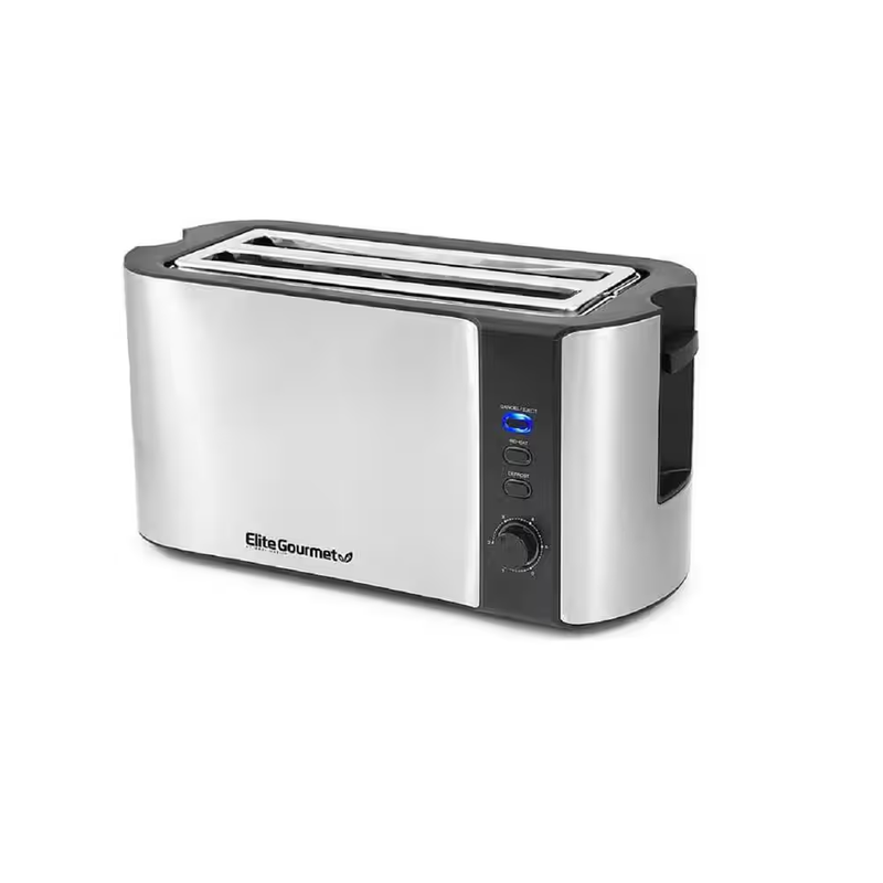 Elite Platinum Toaster 4 Slice Long Slot Stainless Steel Defrost Reheat Silver