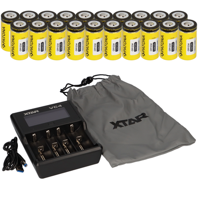 Set 20x Batería Patona CR123A + Cargador Xtar VC4 Li-Ion NiMH