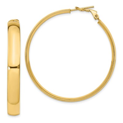 Pre-owned Superdealsforeverything Real 14kt Yellow Gold 6mm High Polished Omega Back Hoop Earrings