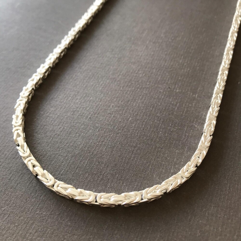Pre-owned Handmade 26 Inch Mens Byzantine Viking Chain Necklace 4mm 59gr Real 925 Sterling Silver
