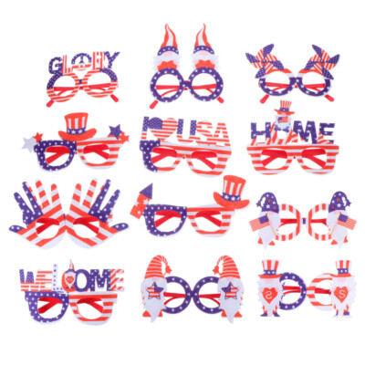 12x Glasses Memorial Day Party Decor Patriotic Glasses Independence Day Glasses