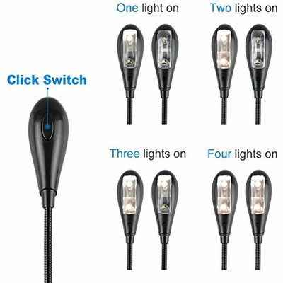 Warm Light Book Reading LEPOWER LED Music Stand Light/USB Battery Operated/Clip