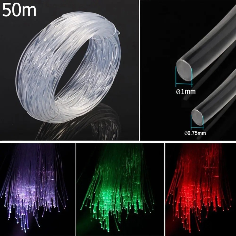 DIY Plastic Clear Fiber Optic Cable PMMA End Glow Led Light