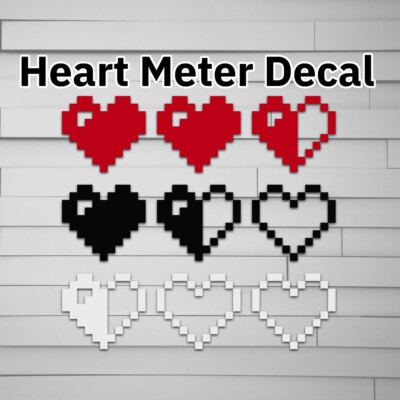Heart Meter Vinyl Decal for Car (life hearts love 8bit 8-bit 8 bit) sticker