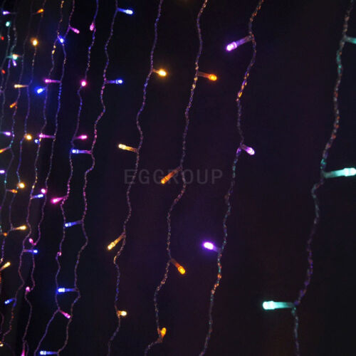 96LED Hanging Icicle Curtain Lights Outdoor Fairy Xmas String Wedding Lamp H8J8