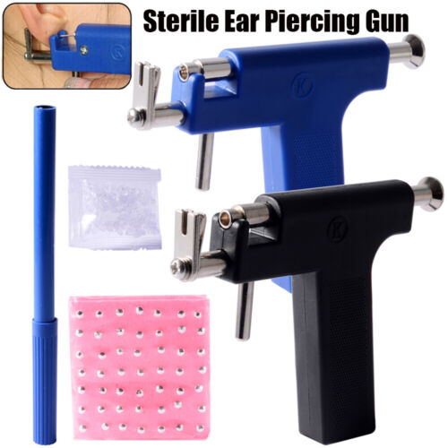 Professional Ear Piercing Gun Body Nose Navel Tool Kit Set Jewelry With 98 Studs
