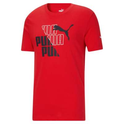 

Мужские красные повседневные топы Puma Mirrored Graphic Tee Inf 589769-11, Красный, Puma Mirrored Graphic Tee Inf