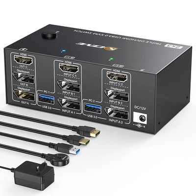 KVM Switch Displayport - 8K@60Hz 4K@144Hz DP1.4 2 Port KVM Switch