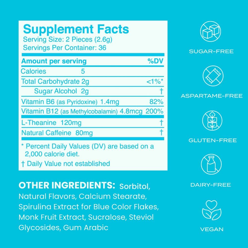 NEW,Energy Caffeine Mints (72 Pieces) - Sugar Free with L-Theanine + Natural Caf