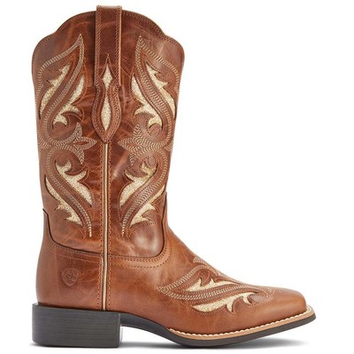 Ariat Round Up Bliss TooledInlay Square Toe Женские коричневые повседневные ботинки в ковбойском стиле 10