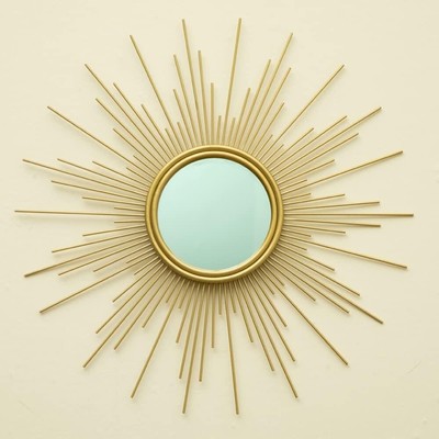 Sunburst Mirror, 24'' Boho Mirror, Gold Sun Decorative Mirrors for Wall Decor, Sm